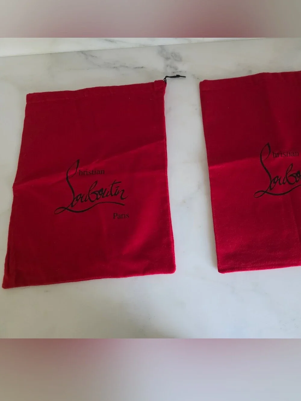 Authentic Christian Louboutin Red Velvet Dust Bag Set of 2 Shoe Storage Bags
